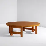 Luis Barragán, Low table, from Cuadra San Cristóbal, Los Clubes, Atizapán de Zaragoza, Mexico, circa 1966, Pine-veneered wood, pine