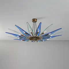 Max Ingrand, "Dahlia" chandelier, model no. 1563, circa 1954, Glass, brass