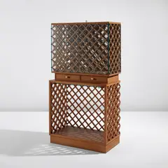 Pietro Chiesa, Rare vitrine with integrated glass tray, from the VII Triennale, Milan, Italy, circa 1939, Elm, elm-veneered wood, brass, mirrored glass, glass
