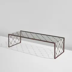 Jean Royere, "Tour Eiffel" coffee table, circa 1947, Steel, bronze, glass
