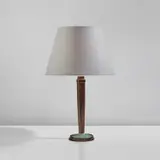 Clément Rousseau, Table lamp, 1920s, Palmwood, Brazilian rosewood, shagreen, ivorine, aluminum diffuser, paper shade