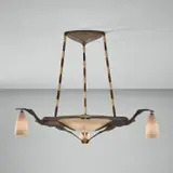 Albert Cheuret, "Cigognes" ceiling light, circa 1925, Silvered bronze, alabaster