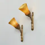 Pair of wall lights by Daum Frères and Louis Majorelle, circa 1910, Glass, gilt bronze, sold Dec 2024
