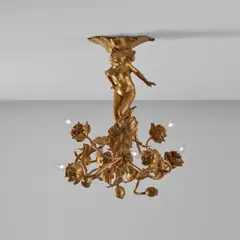 Maurice Bouval, Ceiling light, circa 1900, Gilt bronze