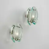 Max Ingrand, Pair of "Micro" wall lights, model no. 2093, circa 1961, Partially acid-etched glass, nickel-plated brass