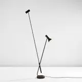 Gino Sarfatti, Adjustable floor lamp, model no. 1049/N, circa 1951, Painted steel, painted aluminum, nickel-plated brass