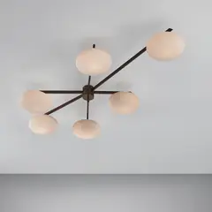 "6 Lune" ceiling light by Angelo Lelii, circa 1961, Glass, brass, sold Dec 2024