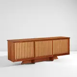 Mira Nakashima, Sliding door cabinet, 1993, American black walnut, pandanus cloth