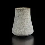 Vase with oval lip by Lucie Rie, circa 1978, Stoneware, pitted white and blue grey glaze, sold Dec 2024