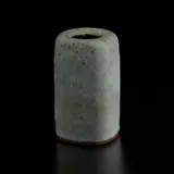 Squared vase by Lucie Rie, circa 1973, Stoneware with manganese speckle, pitted and flowing light blue glaze, sold Dec 2024