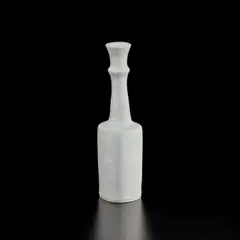 Squared vase by Lucie Rie, circa 1976, Porcelain, shiny white glaze, sold Dec 2024