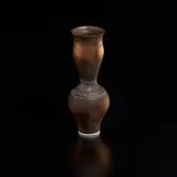 "Byzantine" vase by Lucie Rie, circa 1978, Porcelain, golden manganese glaze with sgraffito band around the shoulder and inside the rim, sold Dec 2024