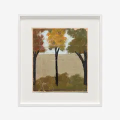 Frank Walter, Untitled (Blue Sky, Grey Land, Three Trees), oil on single-ply cardboard