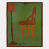 Mose Tolliver, Antique Chair with a Lamp in Front, paint on artboard