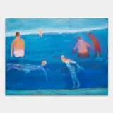 Katherine Bradford, Six Swimmer Ocean Swim, 2022, acrylic on canvas