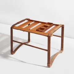 Occasional table by Jacques Adnet, circa 1950, Elm, rope-covered steel, sold Jun 2024