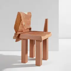 Minjae Kim, "Shaped Fiberglass Chair I", 2022, Painted resin-covered fiberglass, cedar, painted cedar