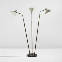 Giuseppe Ostuni, Adjustable floor lamp, 1950s, Painted aluminum, brass, marble