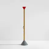 "Callimaco" floor lamp by Ettore Sottsass, circa 1982, Painted aluminum, painted steel, chromium-plated steel, plastic, sold Feb 2023