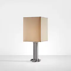 Donald Deskey, Table lamp, circa 1930, Aluminum, fabric shade