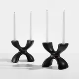 Eva Zeisel, Pair of rare "Lacey X" candle holders, circa 1997, Glazed earthenware
