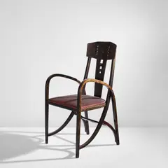 Thonet, Armchair, model no. 1512, circa 1915, Stained beech, fabric upholstery