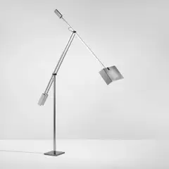 "Giraffa" adjustable floor lamp by Angelo Brotto, circa 1971, Chromium-plated steel, aluminum, sold Feb 2023