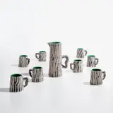 Pol Chambost, Pitcher and set of eight cups, model no. 883, circa 1954, Glazed earthenware