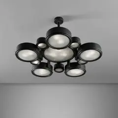 Studio B.B.P.R., Ceiling light, model no. 2045/p, from the Jane and Gerald Gidwitz residence, Highland Park, Illinois, circa 1962, Painted aluminum, painted steel, glass