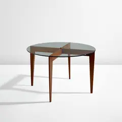 Low table by Gio Ponti, circa 1955, Ash-veneered wood, glass, brass, offered Jun 2023