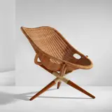 Joseph-André Motte, Lounge chair, circa 1949, Rattan, beech, painted steel