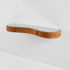 Wall-mounted console table by Osvaldo Borsani, 1940s, Sycamore, mirrored glass, sold Jun 2023