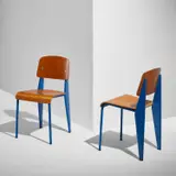 Pair of “Semi-Metal” chairs, model no. 305 by Jean Prouvé, designed 1950, produced 1950-1969, Painted steel, beech-veneered plywood, sold Jun 2023