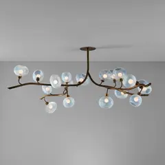 Jeff Zimmerman, Unique "Vine" ceiling light, 2015, Patinated brass, glass