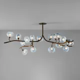 Jeff Zimmerman, Unique "Vine" ceiling light, 2015, Patinated brass, glass