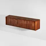 Joyce Anderson and Edgar Anderson, Wall-mounted cabinet, 1960s, Walnut, inset stone mosaic