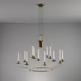 Paavo Tynell, Rare hanging candelabrum, circa 1955, Painted steel, brass, brass-plated steel