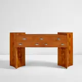 Claggett Wilson, Sideboard, circa 1930, Birdseye maple and satinwood-veneered wood, nickel-plated bronze