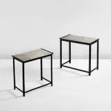 Nils Fougstedt, Two nesting tables, model no. 423, circa 1927, Painted birch, engraved pewter