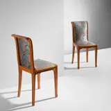 Georges de Feure, Pair of side chairs, circa 1900, Ash, fabric upholstery