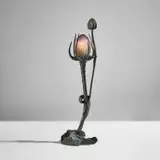 Maurice Bouval, "Chardon" table lamp, circa 1903, Acid-etched glass, patinated bronze
