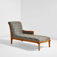 Georges de Feure, Chaise longue, circa 1900, Ash, fabric upholstery