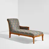 Georges de Feure, Chaise longue, circa 1900, Ash, fabric upholstery
