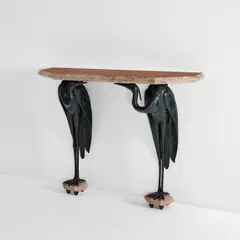Albert Cheuret, "Heron" console table, circa 1925, Patinated bronze, marble