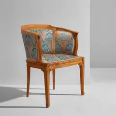 Georges de Feure, Armchair, circa 1900, Ash, fabric upholstery