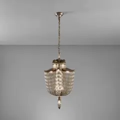 Simonet Frères, Ceiling light, circa 1925, Nickel-plated bronze, glass