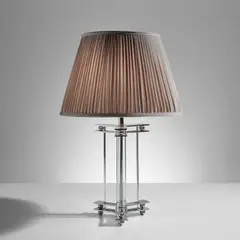Marc Du Plantier, Table lamp, 1930s, Glass, nickel-plated metal, fabric shade