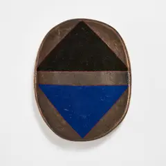 "Untitled" (oval form) by Jun Kaneko, 1989, Glazed stoneware, sold Jul 2023
