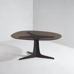 Dining table by Vladimir Kagan, circa 1967, Painted steel, glass, sold Jul 2023