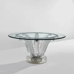 Marc Lalique, "Cactus" table, designed 1951, produced 1980, Crystal, glass, chromium-plated steel